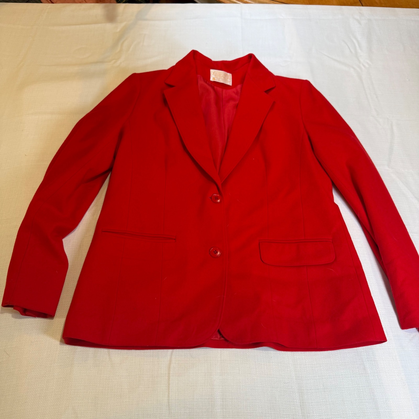 Vintage Pendleton Red Wool Blazer Jacket Womens Made In Usa 60s 70s S/M